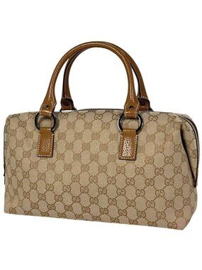 Gucci GG Pattern Handbag Mini Boston Canvas Beige
